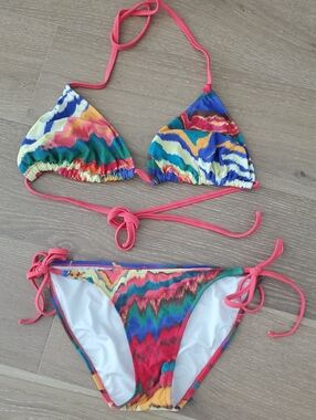 VENUS White Swimwear with Blue and Coral Trim